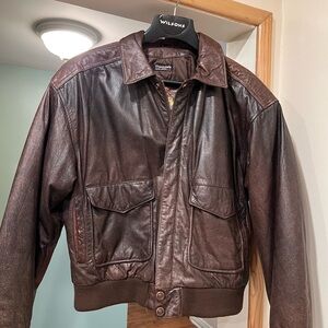 Wilsons 100% Leather Rich Brown Bomber Jacket Women’s